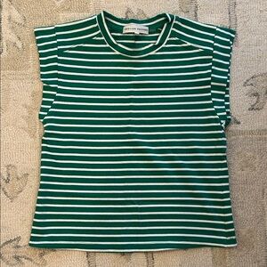 English Factory Green and White Striped Muscle Tee